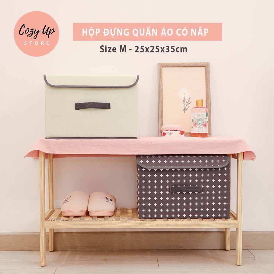 Hộp vải Đựng Quần Áo Có Nắp Gấp Gọn Tiện Lợi  -  35x25x25cm