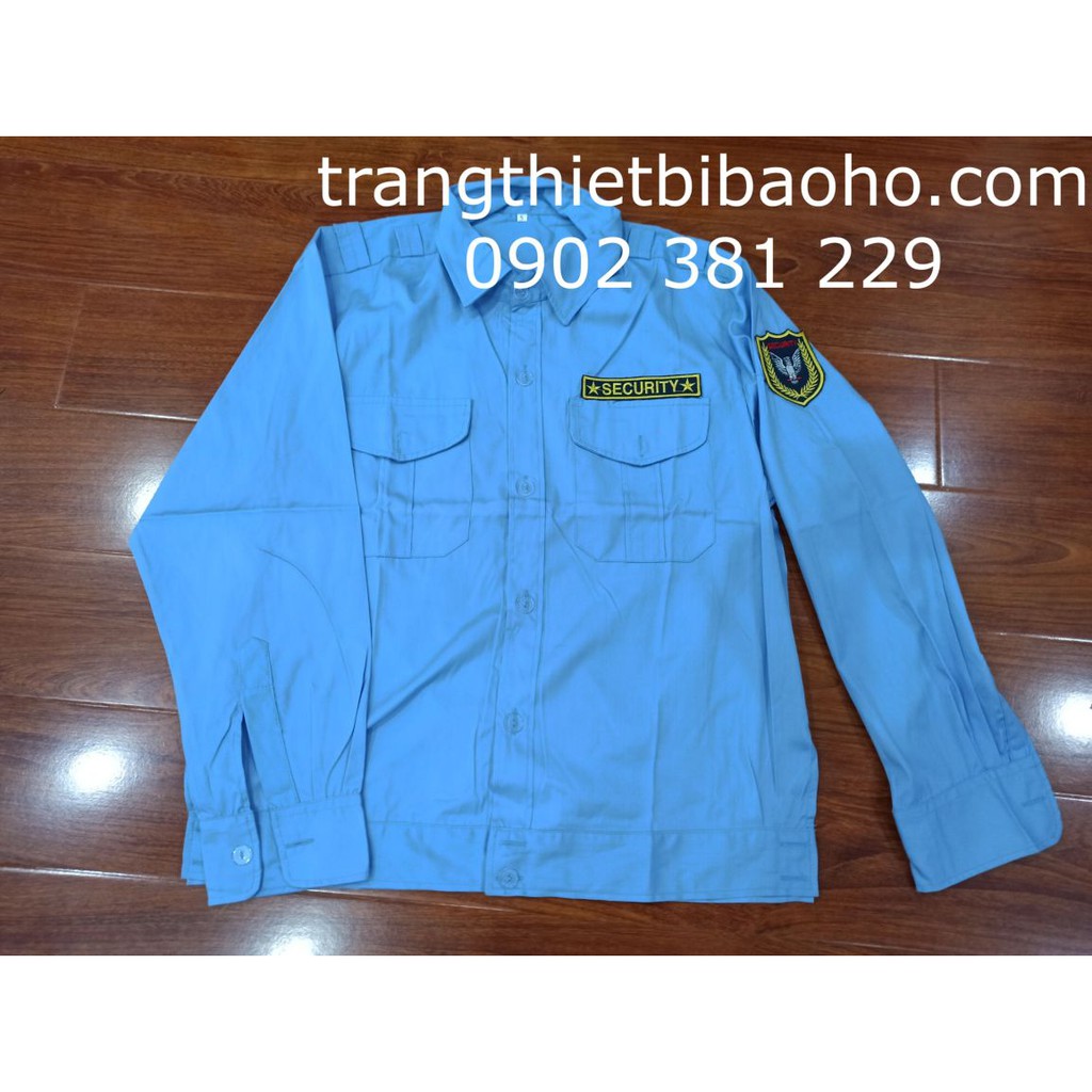 Áo bảo vệ bo dưới kiểu budong màu xanh dương kèm 2 logo - hình thật