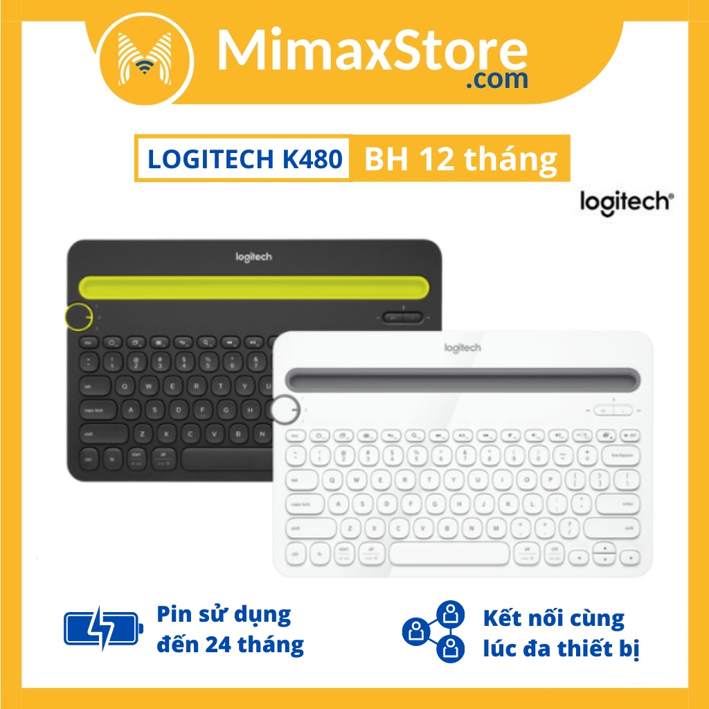 [Hỏa Tốc - HCM] Bàn phím Bluetooth Logitech K380/K480 Multi-Device - Kết nối cùng lúc 3 thiết bị | BH 12T | Mimax Store