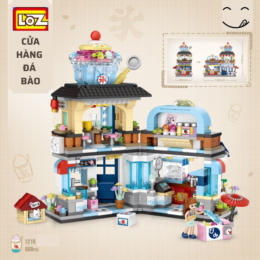 Mô hình lắp ráp lego cửa hàng LOZ Streetmini 1219, đồ chơi ghép hình thông minh trí tuệ phát triển tư duy cho bé