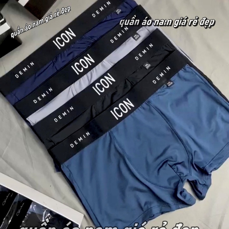 combo Quần Lót Nam Boxer Thun Lạnh ICON Co dãn 4 chiều, Sịp đùi Nam, quần sịp nam Thun Lạnh, co giãn Boxer ICON Denim