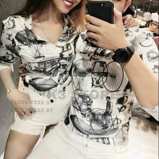 Áo cặp sơ mi lụa phi bóng bao đẹp hàng về
