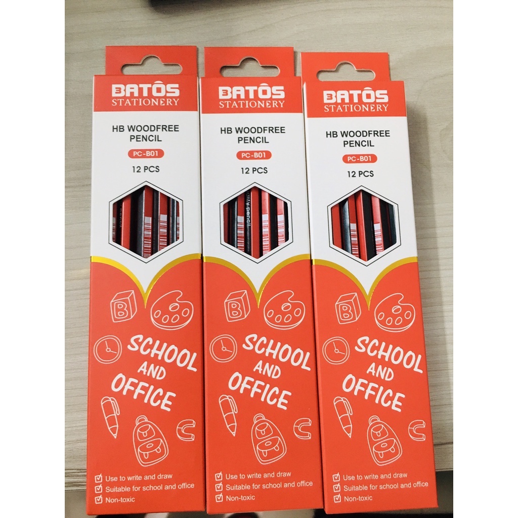 Bút chì gỗ có gôm 2B Batos Pencil PC-B01
