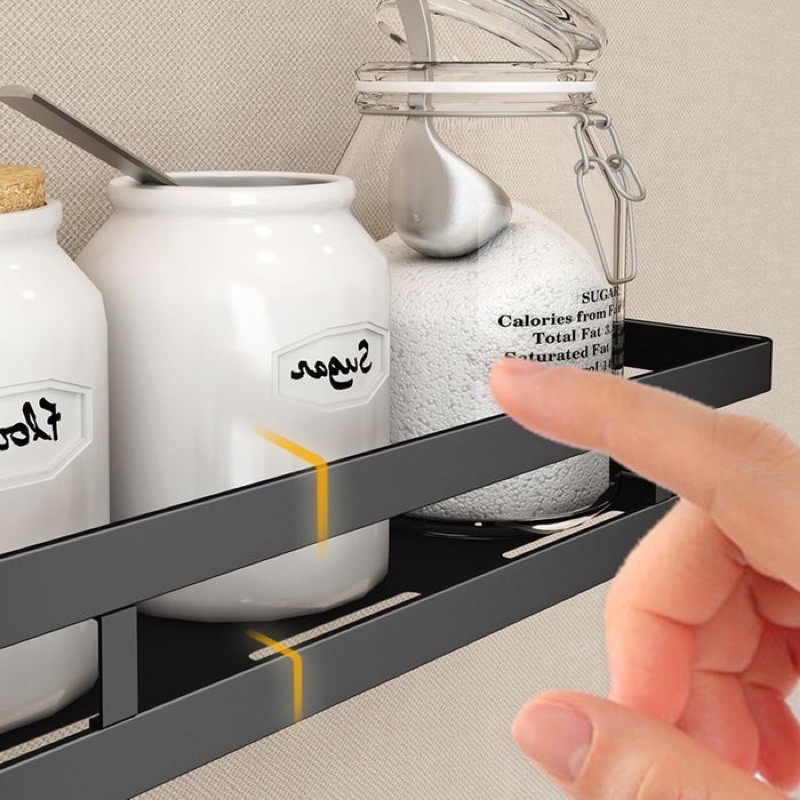 Kệ Thép Chữ Nhật Đơn Dán Tường Đựng Gia Vị - Đồ Nhà Tắm Tiện Lợi TABIHOME Mới -K2