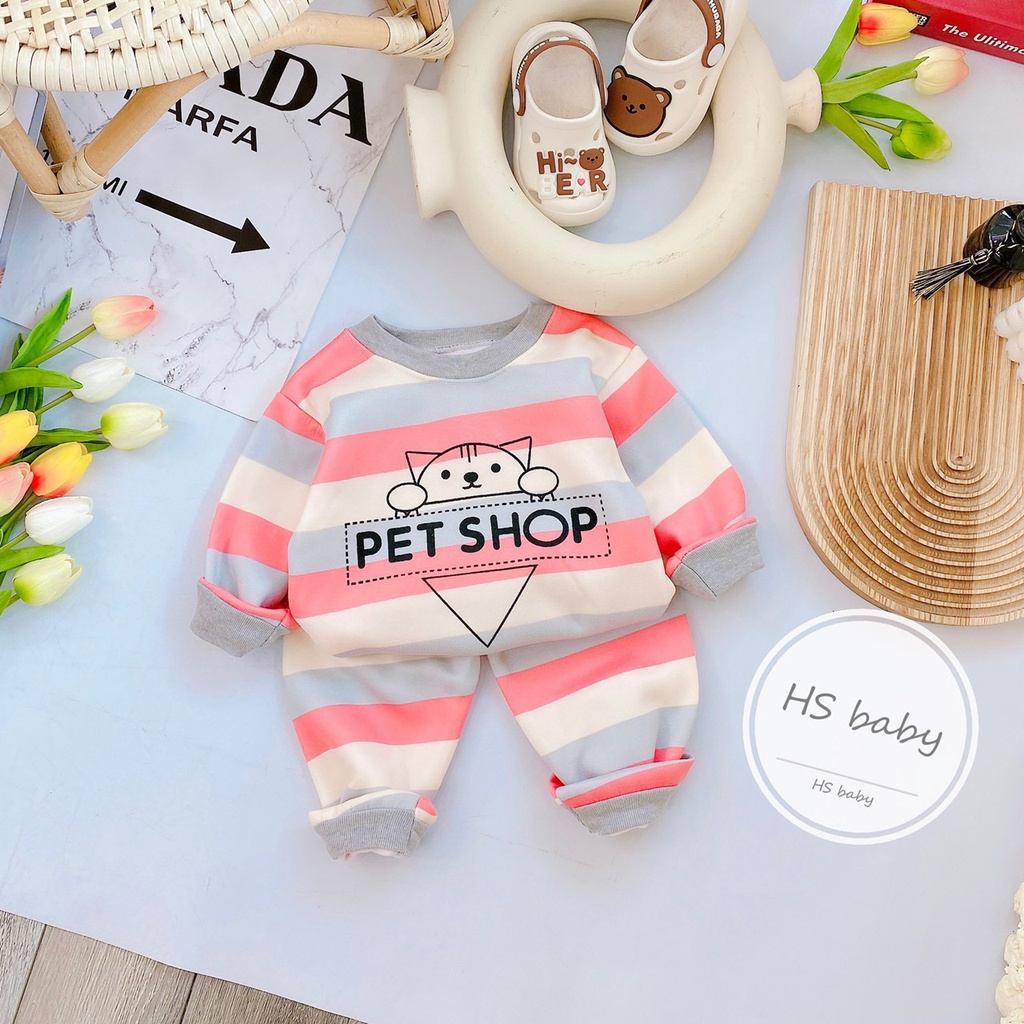 Bộ nỉ bông thu đông chất cực đẹp siêu ấm cho bé yêu hàng loại 1