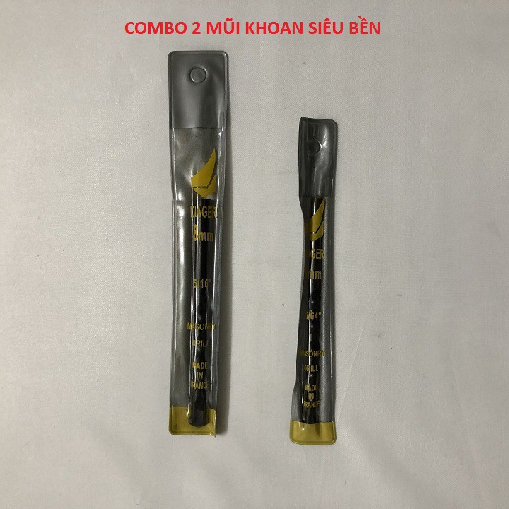 Mũi Khoan Tường Khoan Bê Tông, Combo 2 mũi khoan 8mm và 6mm Chính Hãng DIAGER