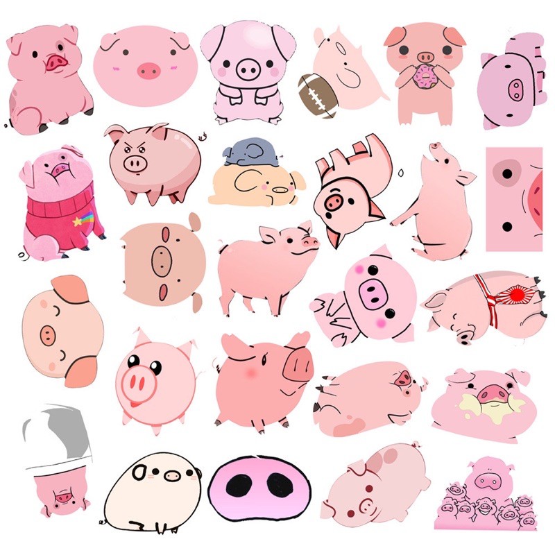 Sticker cute heo hồng chống thấm nước