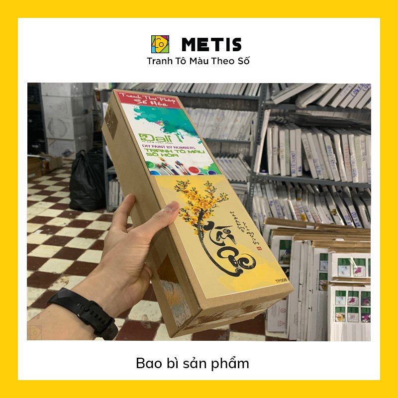Tranh treo tường tự tô màu số hóa  Tranh Thư Pháp Nhẫn TP003 METIS