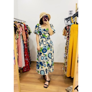 ĐẦM MAXI CỔ VUÔNG TAY BÍ