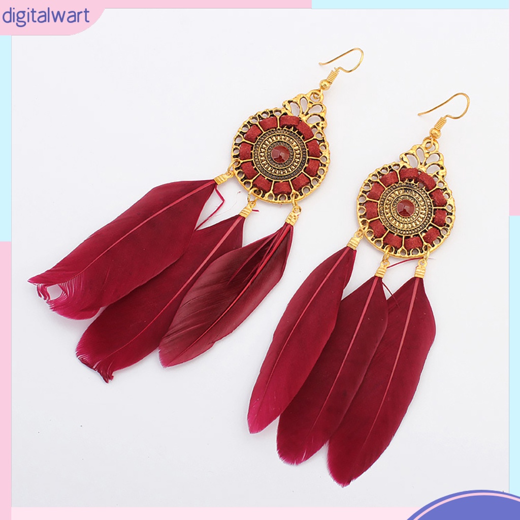 Đôi bông tai họa tiết lông vũ kiểu dáng vintage cho nữ