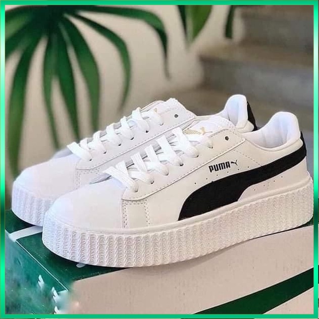 Giày Thể Thao 𝗣𝘂𝗺𝗮 Nữ Trắng Sọc Đen Độn Đế Tăng Chiều Cao Cao Cấp Full Box