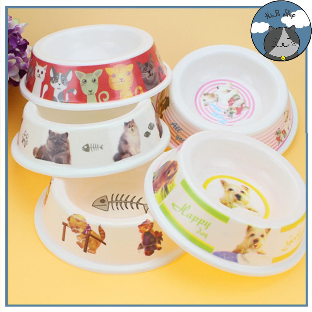 Bát Ăn Fits Hình Tròn Hoạt Hình Ngộ Nghĩnh Cho Thú Cưng Bát Ăn Chất Liệu Melamine Cao Cấp Bền Đẹp Dành Cho Chó Mèo