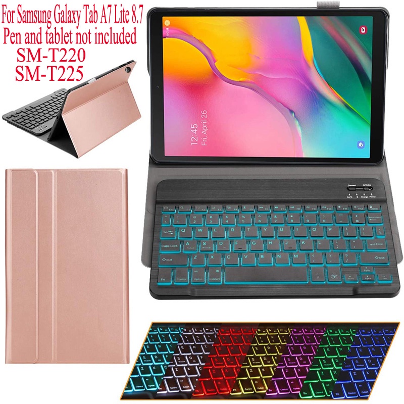 Bao Da Máy Tính Bảng Kèm Bàn Phím Bluetooth 7 Màu Dành Cho Samsung Galaxy Tab A7 Lite Samsung Galaxy Tab A7 Lite 8.7 SM-T220 SM-T225 Vỏ