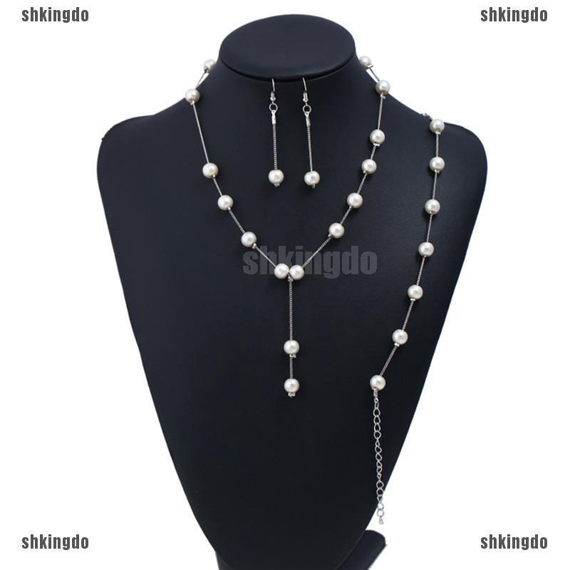 THINH Imitation Pearl Necklace Earrings Bracelet Jewelry Set Simple Choker Women Gift