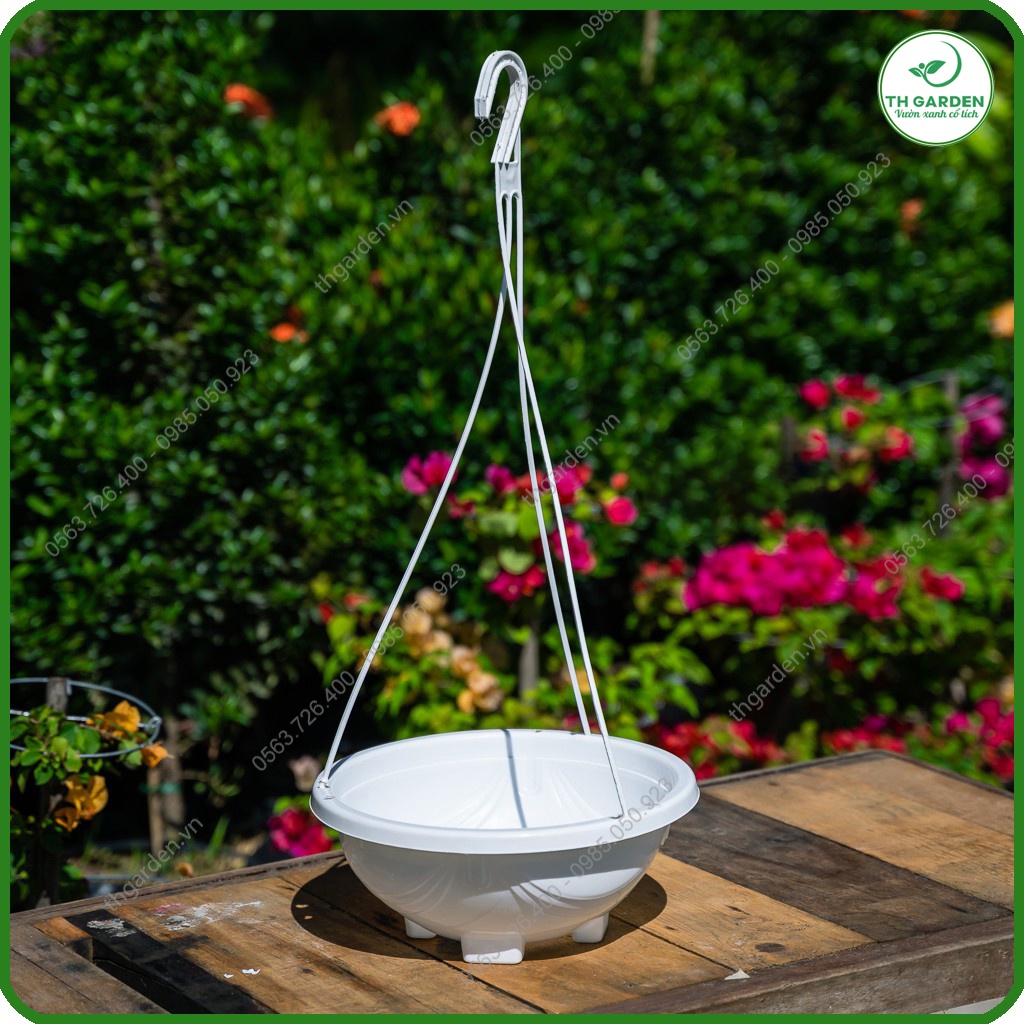 Chậu Chảo Treo Ban Công TH Garden - Chậu Chảo Treo Dây Xích Nhựa Composite Cao Cấp - Chậu Trồng Hoa, Trồng Lan Cực Đẹp