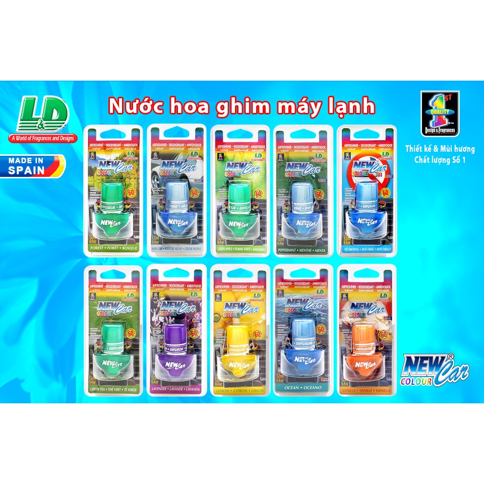 [Mã BMBAU50 giảm 10% đơn 99k] Nước Hoa Ghim Máy Lạnh L&amp;D New Car Colour 12ml Nhập Khẩu Chính Hãng