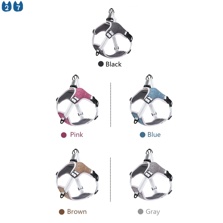 Bộ Yếm Dây Dắt Thú Cưng Đi Dạo Bằng Nylon Phản Quang Thoáng Khí Chống Nổ 27 Cái