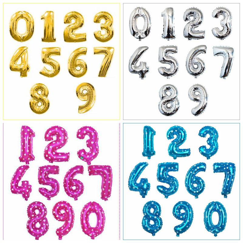 Bong Bóng Nhôm 16 inch Hình Chữ Số Màu Vàng, Bạc Dùng Cho Tiệc Cưới, Sinh Nhật