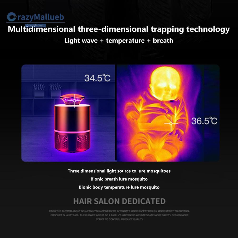 Crazymallueb❤USB Powered Mosquito Killer Lamp 355nm UV Mosquito Repellent Electronic Insect Trap Bug Zapper❤Lighting