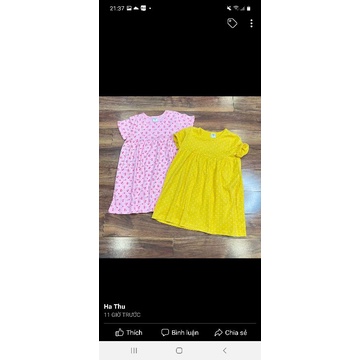 Váy bé gái cotton size đại tay ngắn hàng xuất dư chất đẹp mát