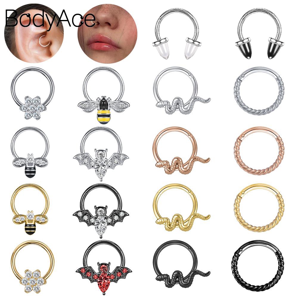 Set 4 Khuyên Mũi Thép Không Gỉ 8 / 10mm Cá Tính