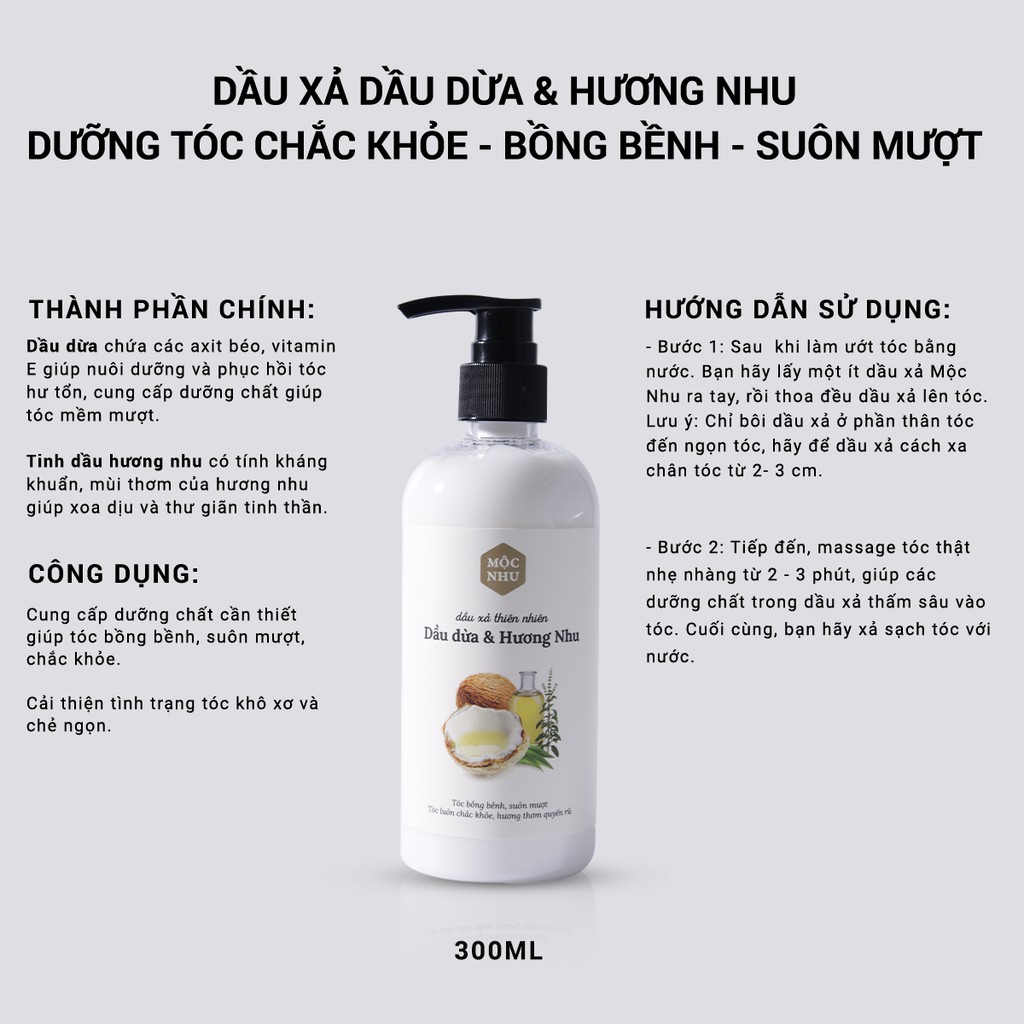 Dầu Xả Dầu Dừa & Hương Nhu Mộc Nhu