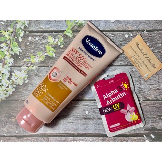 Combo vaseline serum 50x + vỉ alpha arbutin