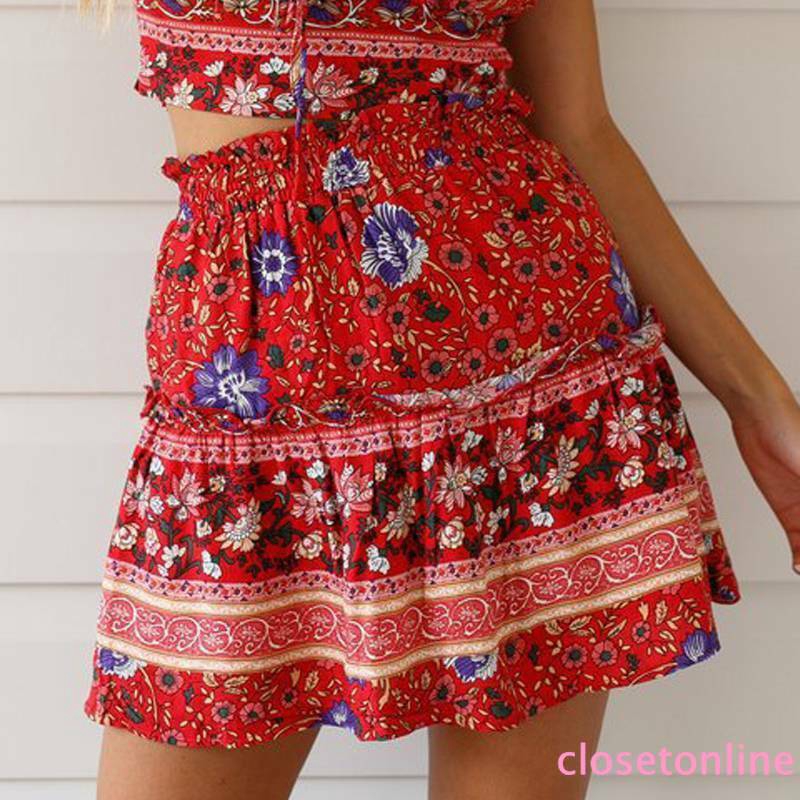 Chân Váy Xếp Ly Họa Tiết Hoa Lưng Cao Co Giãn Thời Trang Mùa Hè Cho Nữ | BigBuy360 - bigbuy360.vn