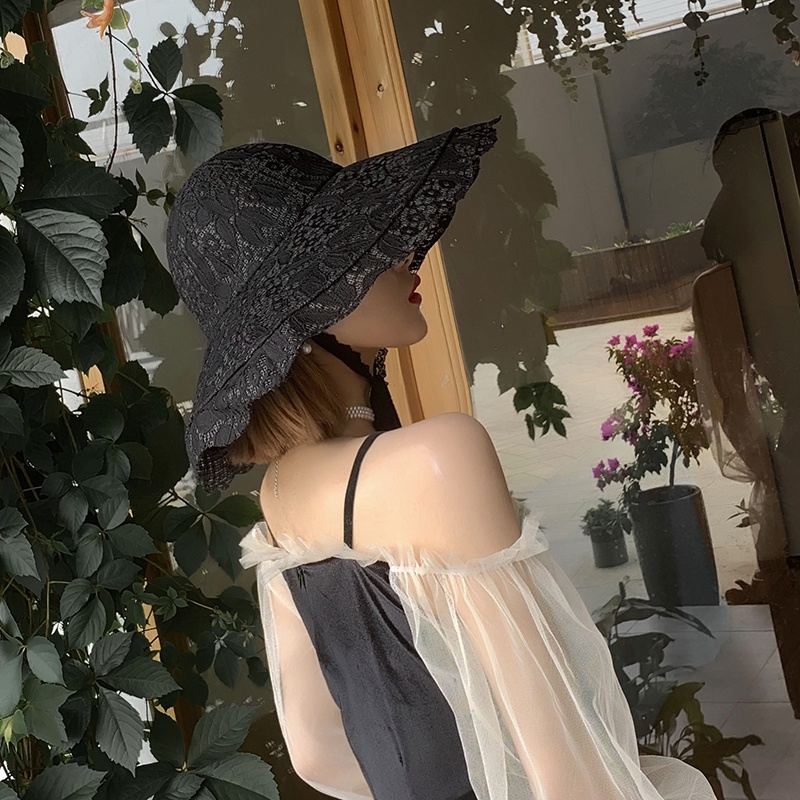 Nón Tai Bèo Phối Lưới Mỏng Vành Rộng Thời Trang Xinh Xắn Cho Nữ