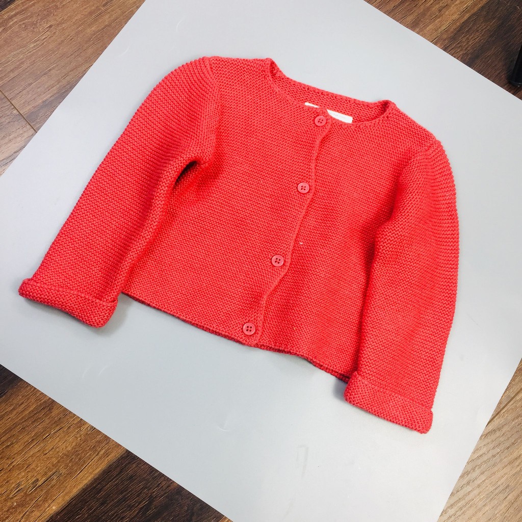[12M] Áo khoác len bé gái Obaibi - Đỏ