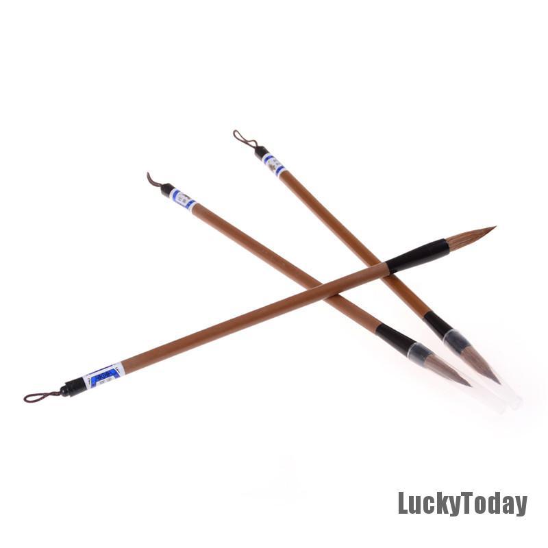 [LuckyToday] 3pcs Chinese Japanese Water Ink Painting Writing Calligraphy Brush Pen Brown