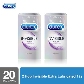Bộ 2 hộp 20 bao cao su durex invisible extra lubricant 10 bao