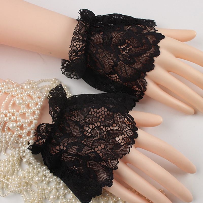 Vỏ Bọc Cổ Tay Áo Giả Ren Một Lớp Co Giãn Họa Tiết Hoa Có Thể Tháo Rời