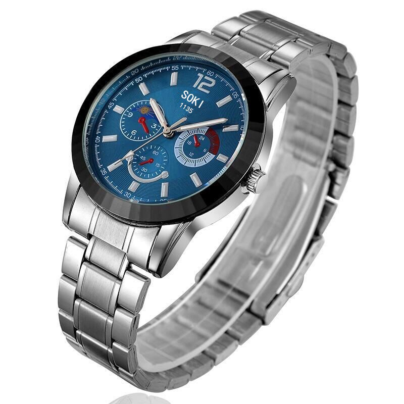 Đồng hồ nam SOKI SK1131 ( 3 màu mặt cá tính) dây hợp kim thép không gỉ cao cấp + Tặng vòng tay tỳ hưu may mắn cao cấp | BigBuy360 - bigbuy360.vn