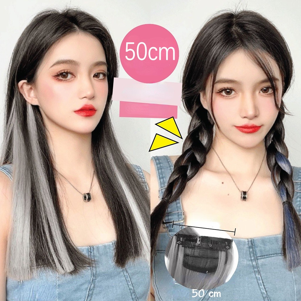 Tóc Giả Nối Dài Vô Hình Nhiều Màu 50cm Thời Trang