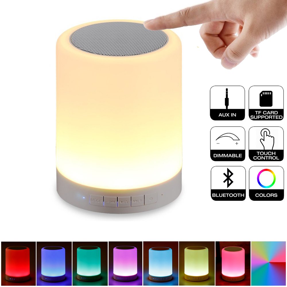 Night Light Bluetooth Speaker Wireless   Portable Smart Touch Control Bedside Table Lamp with Colorful Led