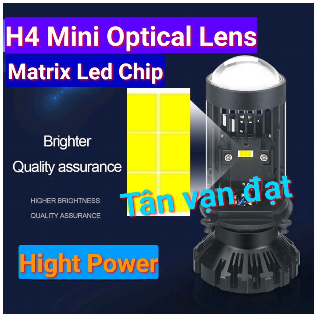 Bóng đèn Bi cầu T2 Pro ADIU kính Tím cao cấp H4 chip led 6 nhân sáng nhất cho Ôtô xe Máy Giá 1 bóng