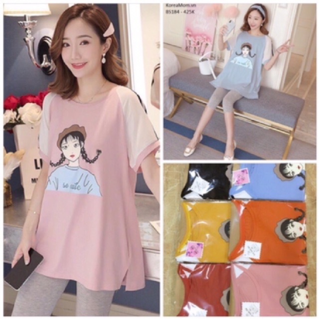 Áo bầu cotton cao cấp, 💯 cotton, mát, mềm, không xù,thấm hút mồ hôi💗 Free size 46~65 kg