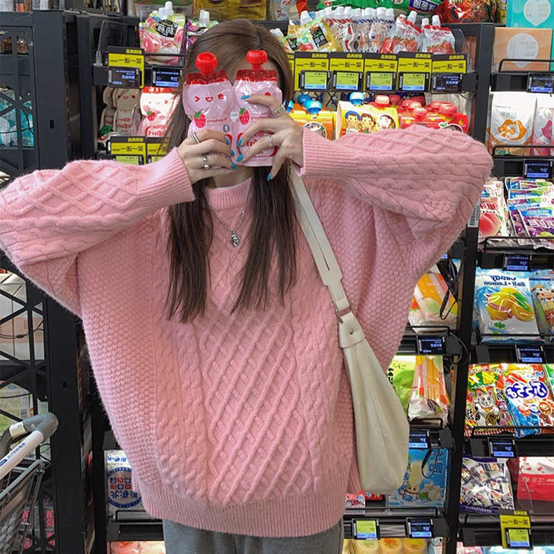 Hàng Sẵn_ Áo len thừng xoắn dệt kim dáng rộng Hadu shop