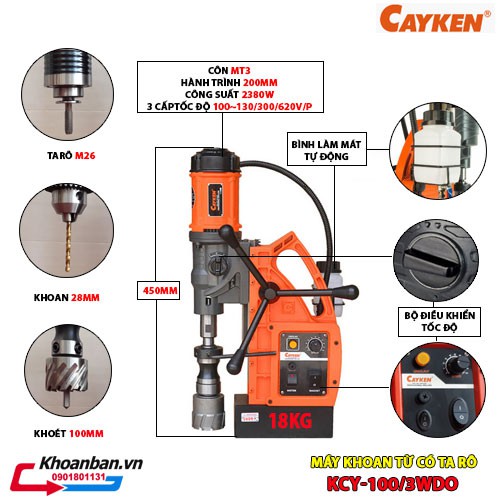 Máy khoan từ Cayken KCY-100 3WDO