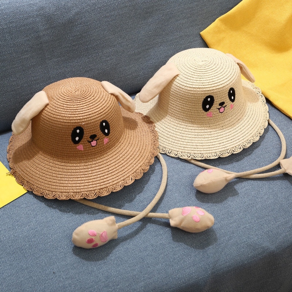 Mũ Cói Tai Thỏ Chống Nắng Có Thể Chuyển Động Tiện Dụng Dành Cho Nữ