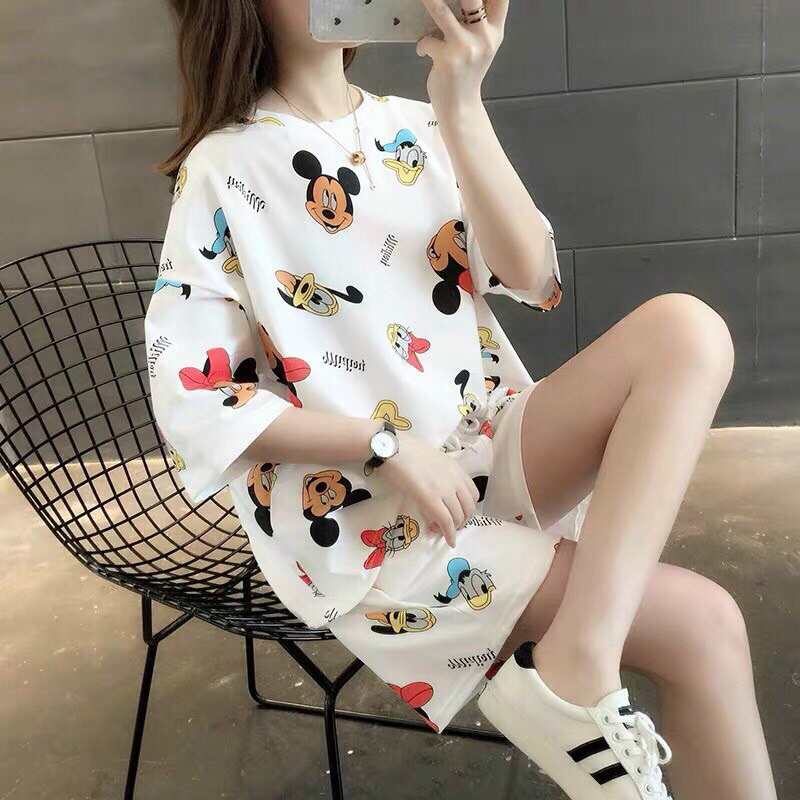 Có size M/L)Bộ đồ ngủ thun cotton mềm mại dễ thương