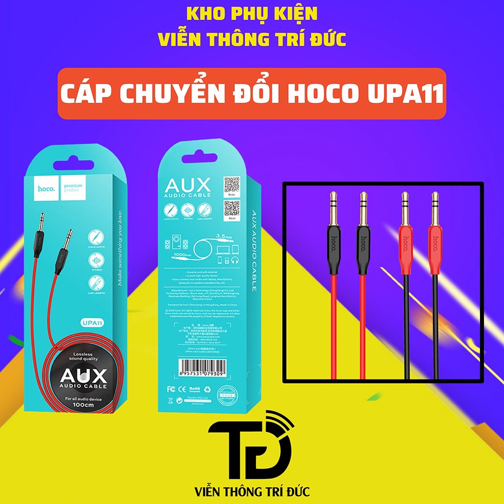 Cáp Chuyển Âm Thanh 3.5Mm 2 Đầu HOCO UPA11 Dài 1M Jack 3.5mm Kết Nối Âm Thanh Từ Điện Thoại/ PC Ra Loa/ Tai Nghe