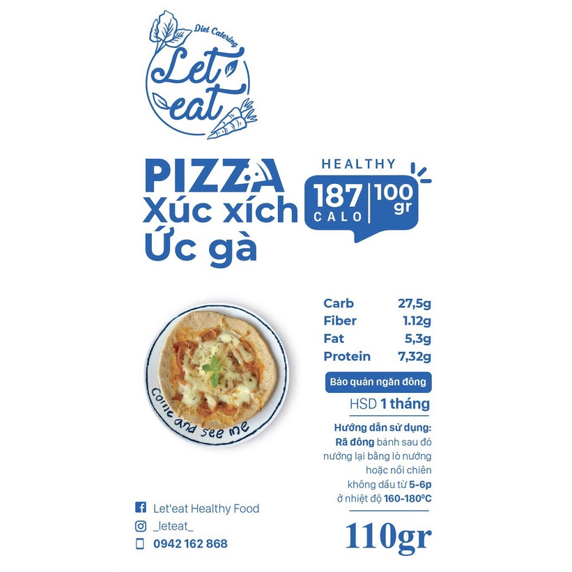 PIZZA TỪ BỘT NGUYÊN CÁM  EAT CLEAN  160Gr (Chỉ nhận ship nội thành Hà Nội )