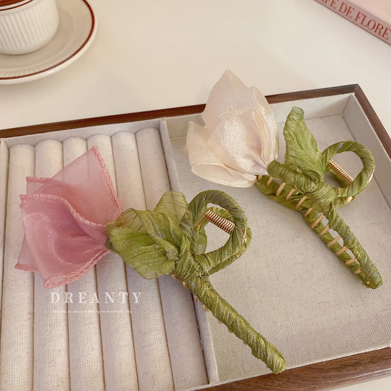 Kẹp Tóc Hình Hoa Tulip / Cá Mập Cỡ Nhỏ Thời Trang Ngọt Ngào Dễ Phối Đồ Cho Nữ