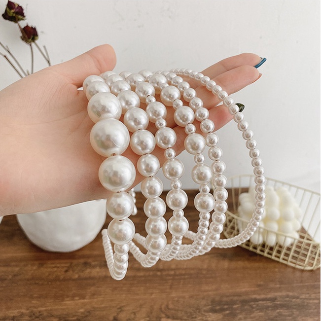 Cài tóc đính ngọc trai giả đơn giản phong cách Hàn Quốc