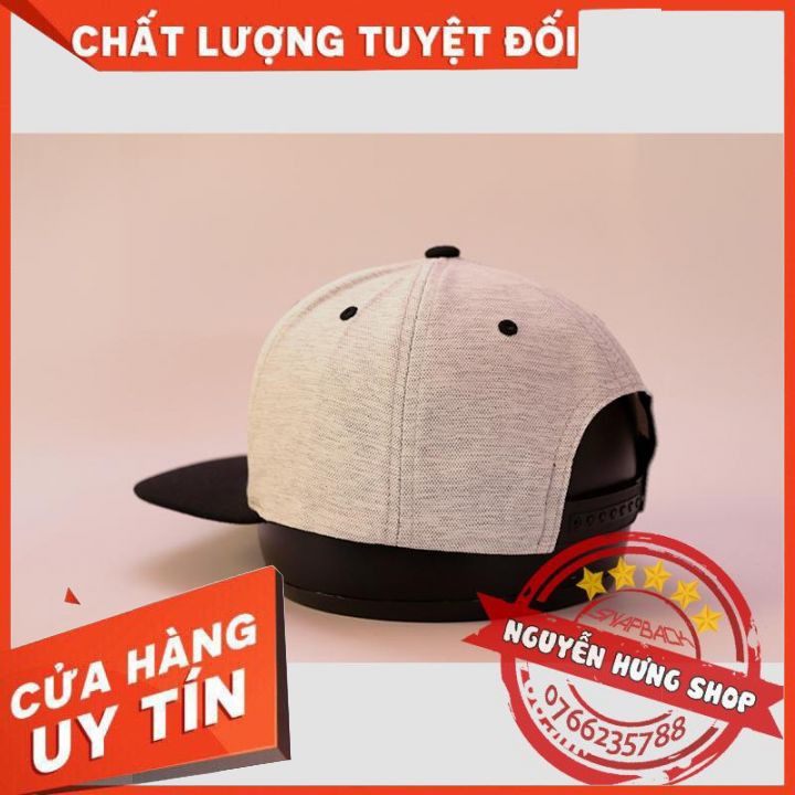 Nón Snapback xám bạc kết đen Man Snapback chất xịn siêu đẹp