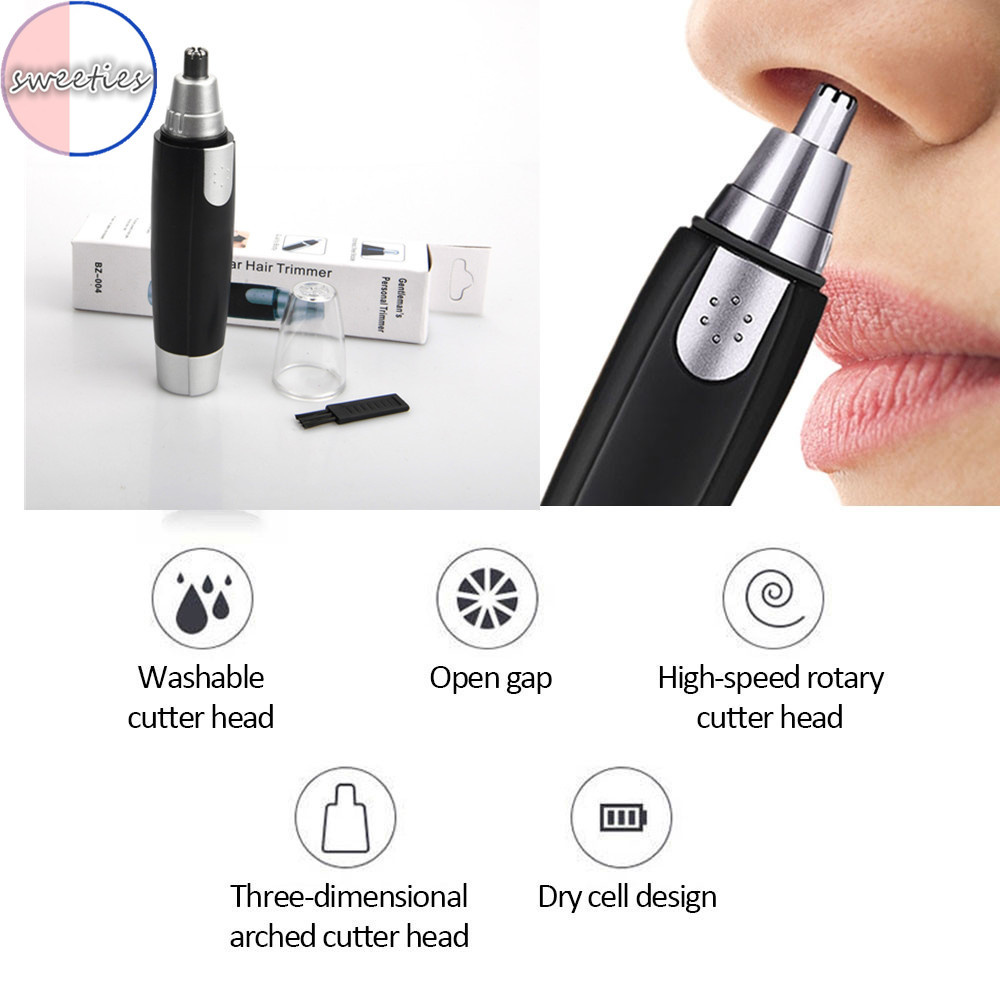 Máy Tỉa Lông Mũi / Tai Bằng ABS Màu Đen Nhỏ Gọn Tiện Dụng Cho Nam Không Kèm Pin