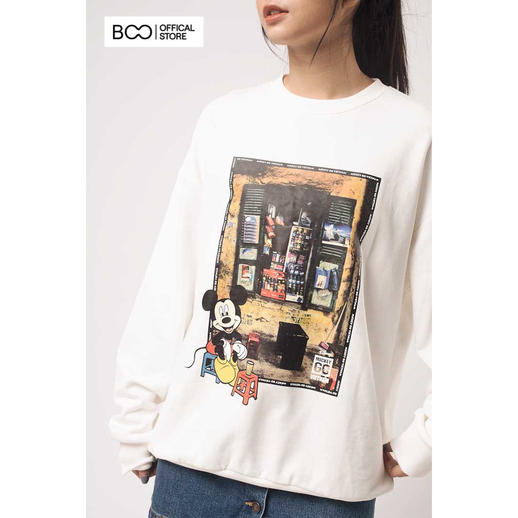 Áo Sweatshirt Nỉ Không Mũ Nam Nữ Unisex BOO Dáng Oversize In Hình Mickey Cao Cấp | BigBuy360 - bigbuy360.vn