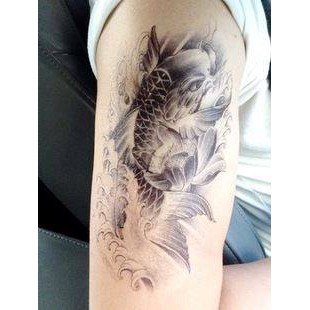 Combo 3 tấm hình xăm dán tattoo 15X21cm CÁ CHÉP, CÔ GÁI & MẶT QUỶ TUYỆT ĐẸP (Tặng 1 hình xăm dán đẹp)